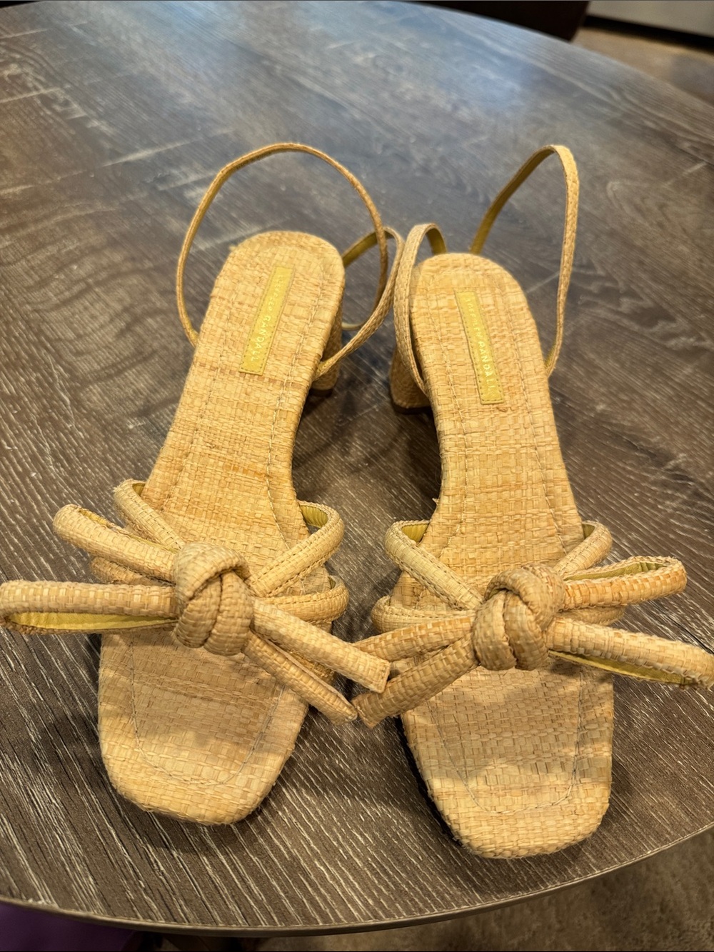 Loeffler Randall Natural Woven Knot Slingback Heels